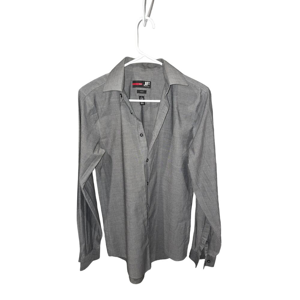J. Ferrar Men's Slim Fit Gray Dress Shirt, Size S, Stretch, Button-Up